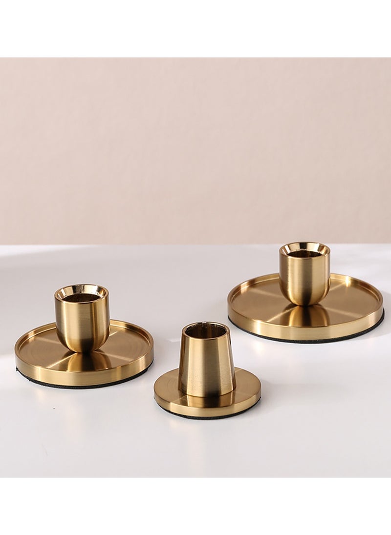 Candlestick Holders,Set of 3 Gold Brass Candlestick Stand for Anniversary Celebration Dinning Coffee Table Decorative Party Candelabra Candle Stand