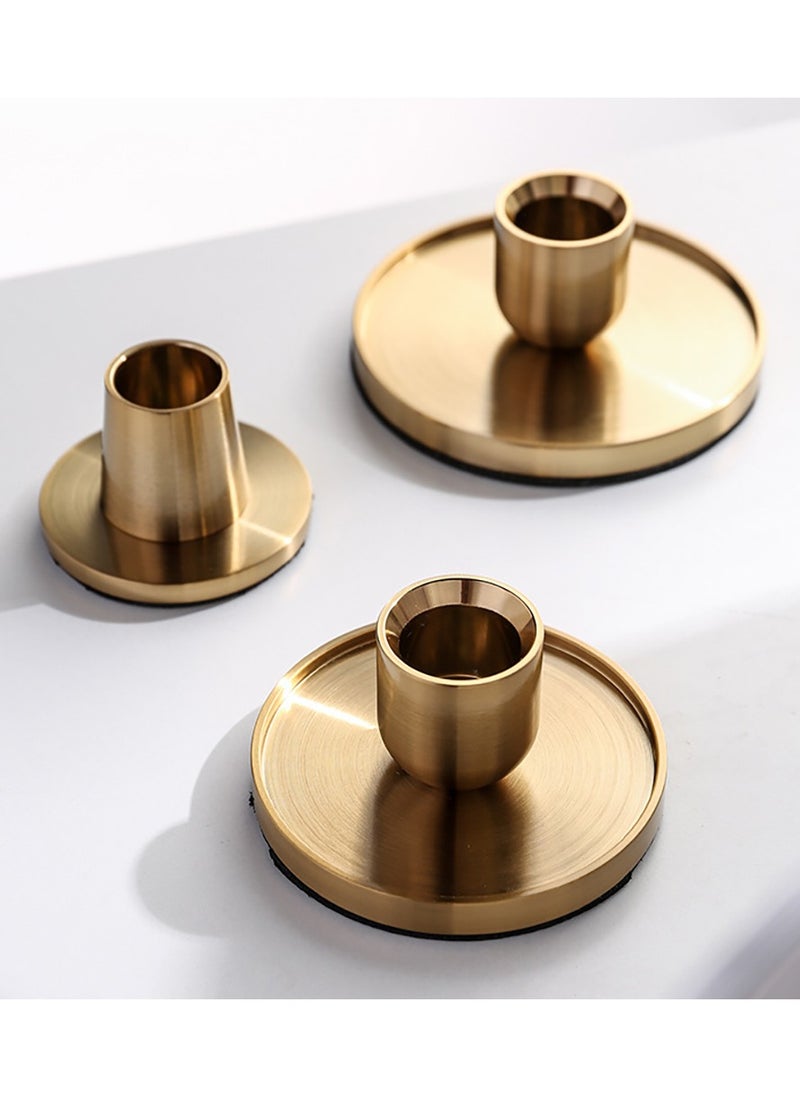 Candlestick Holders,Set of 3 Gold Brass Candlestick Stand for Anniversary Celebration Dinning Coffee Table Decorative Party Candelabra Candle Stand