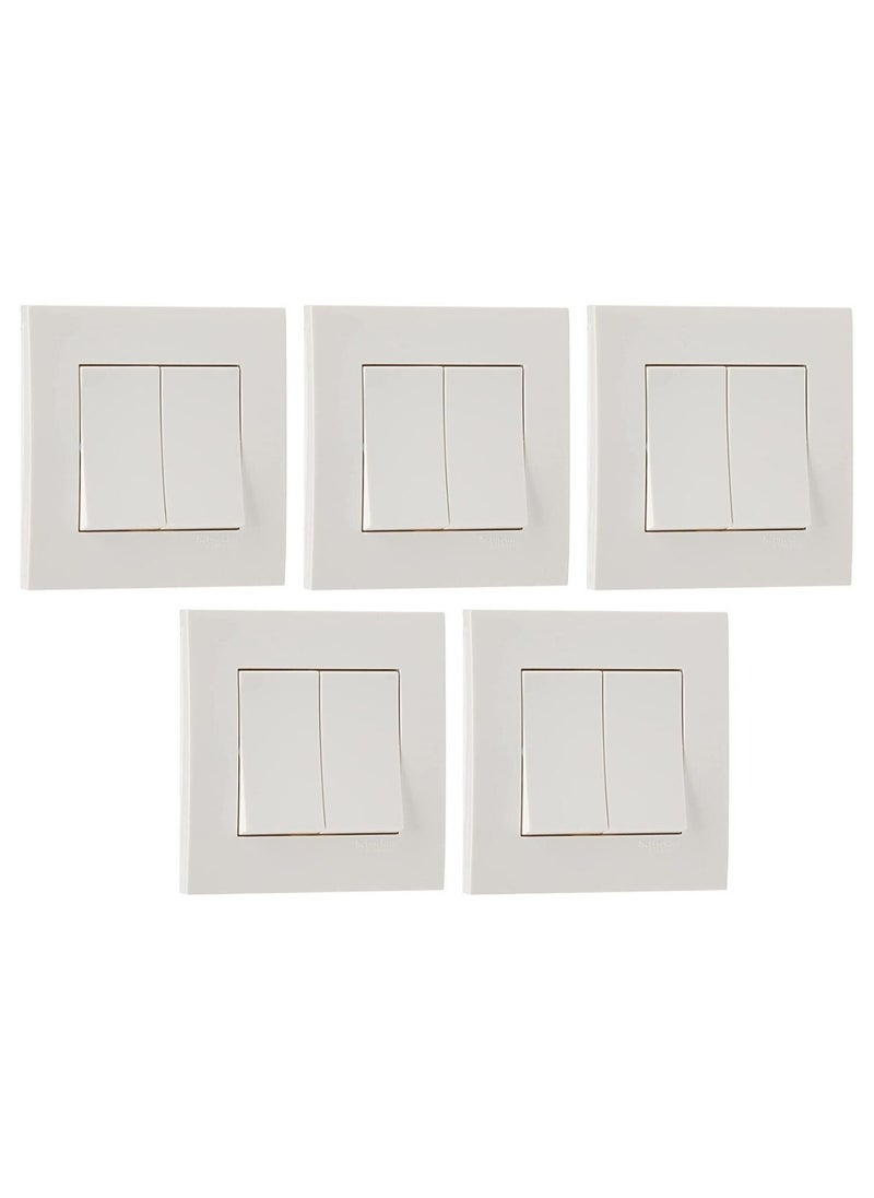 Schneider Electric KB32R Vivace White - 2-way plate switch 2 gang - 16AX - white - Pack of 5