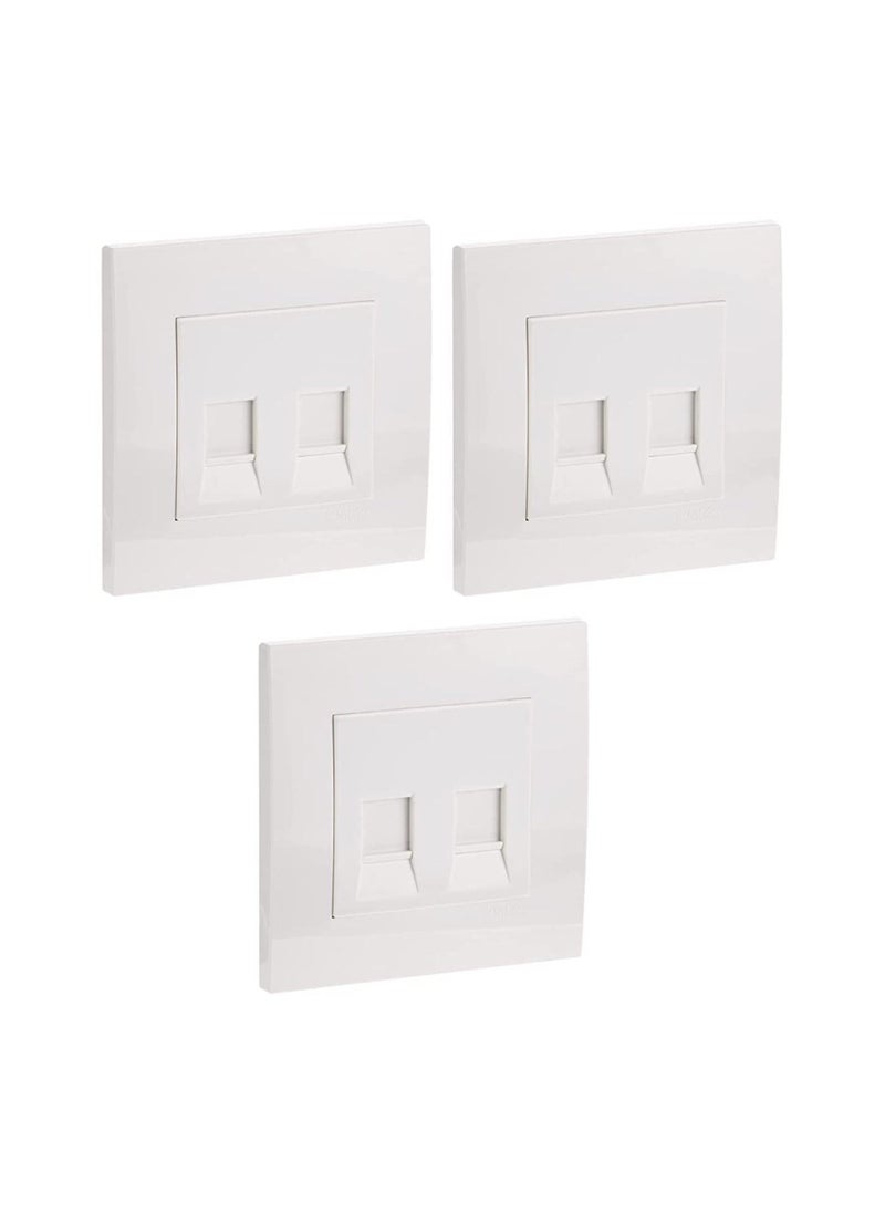 Schneider Electric KB32RJK Vivace White - 2 Gang Keystone Wallplate with Shutter without Ketstone Jack RJ-45 - Pack of 3