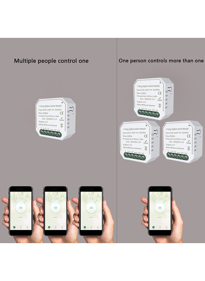 Tuya  Zigbee  DIY One Way Smart Switch Small Body APP Remote Control  Zigbee Switch Timer Light Switch Compatible With Google Home/Nest &