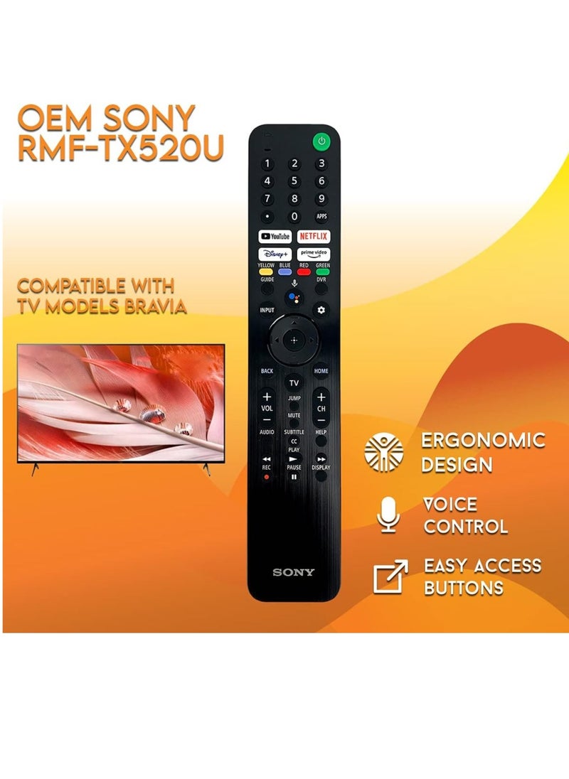 NEW Remote Control for Sony Bravia TVs – Compatible with KD-43X80J, XR-50X90J, XR-55A80J u0026 More – Includes Netflix, Disney+, Prime Video, YouTube ons