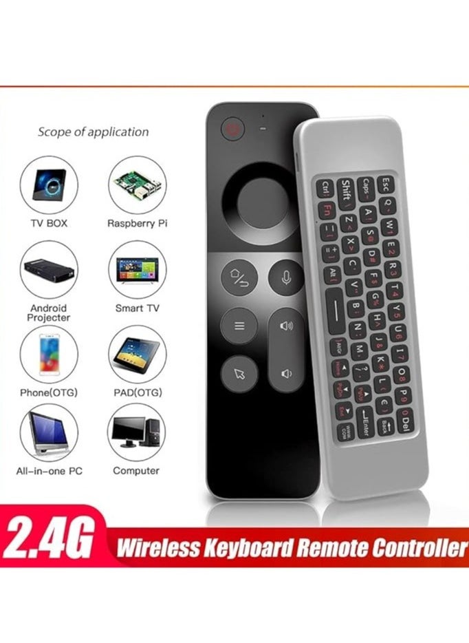 NEW W3 2.4G Wireless Air Mouse Keyboard with Voice Control u0026 IR Learning – 6-Axis Motion Sensing Remote for Smart TV, Android TV Box, PC