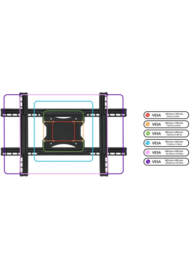 Full Motion Articulating TV Wall Mount Bracket for 32-70 Plasma, LED, LCD Flat Screens – Supports up to 100 lbs, VESA 600x400, Tilt, Swivel, Extend, Compress