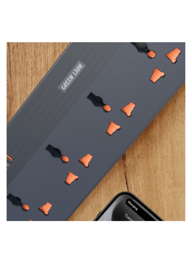 GS-250 Power Socket 2500W / 5 Universal Sockets / PD 20W Charging / Fast Charging / Lightning Protection / Overload Protection / Flame Retardant - Black