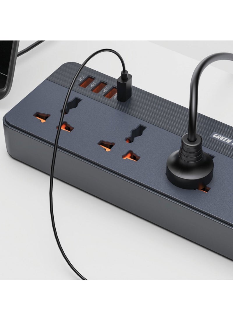 GS-250 Power Socket 2500W / 5 Universal Sockets / PD 20W Charging / Fast Charging / Lightning Protection / Overload Protection / Flame Retardant - Black