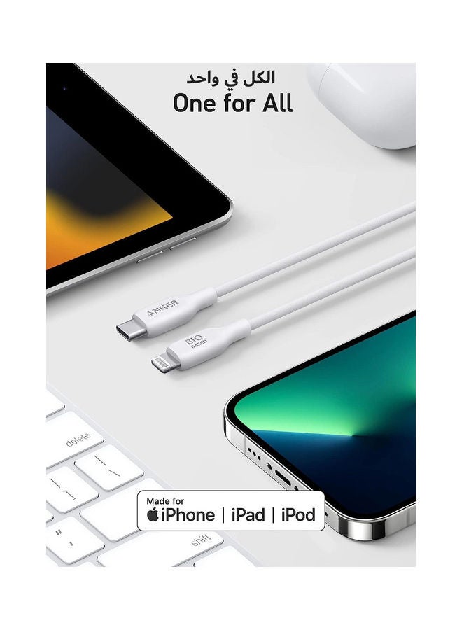 PD To Lightning Cable For Apple Devices, iPhones, iPads, 1.8 Meters, 542 USB-C To Lightning Cable White