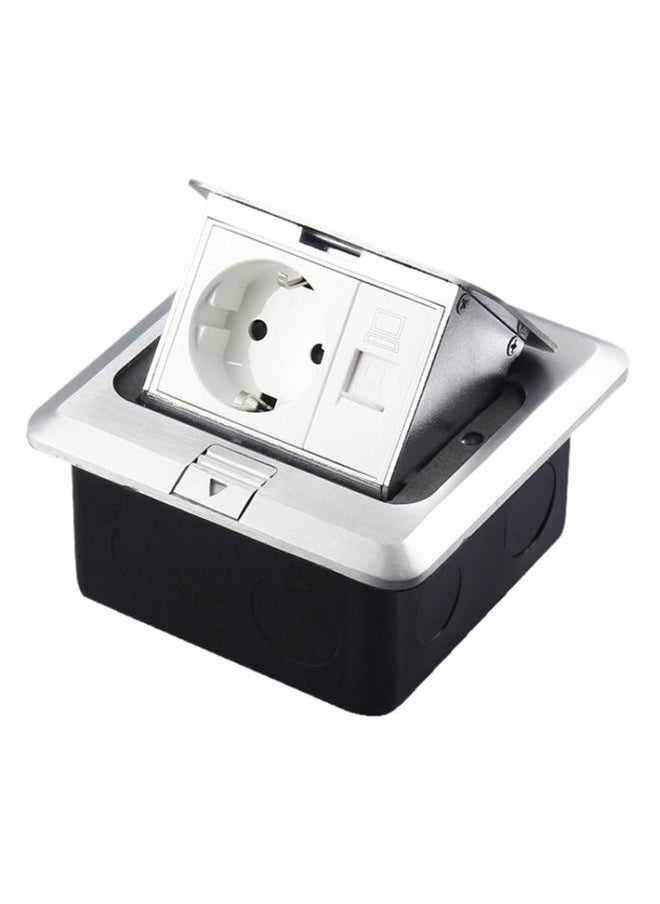 Hidden Pop-up Aluminum Alloy Computer Floor Socket with Cover Bottom Box, EU Plug