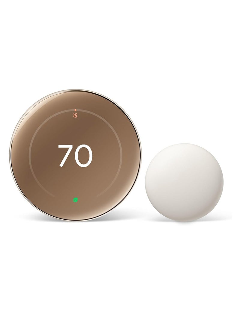 Google Nest Learning Thermostat (4th Gen) with Nest Temperature Sensor (2nd Gen) - Polished Gold