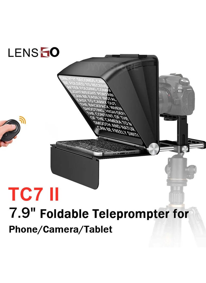 LENSGO TC7II Teleprompter for iPhone Smartphone DSLR/SLR Cameras with Remote Control APP Compatible with iOS/Android for YouTube/Interview/Online Teaching/Live Streaming