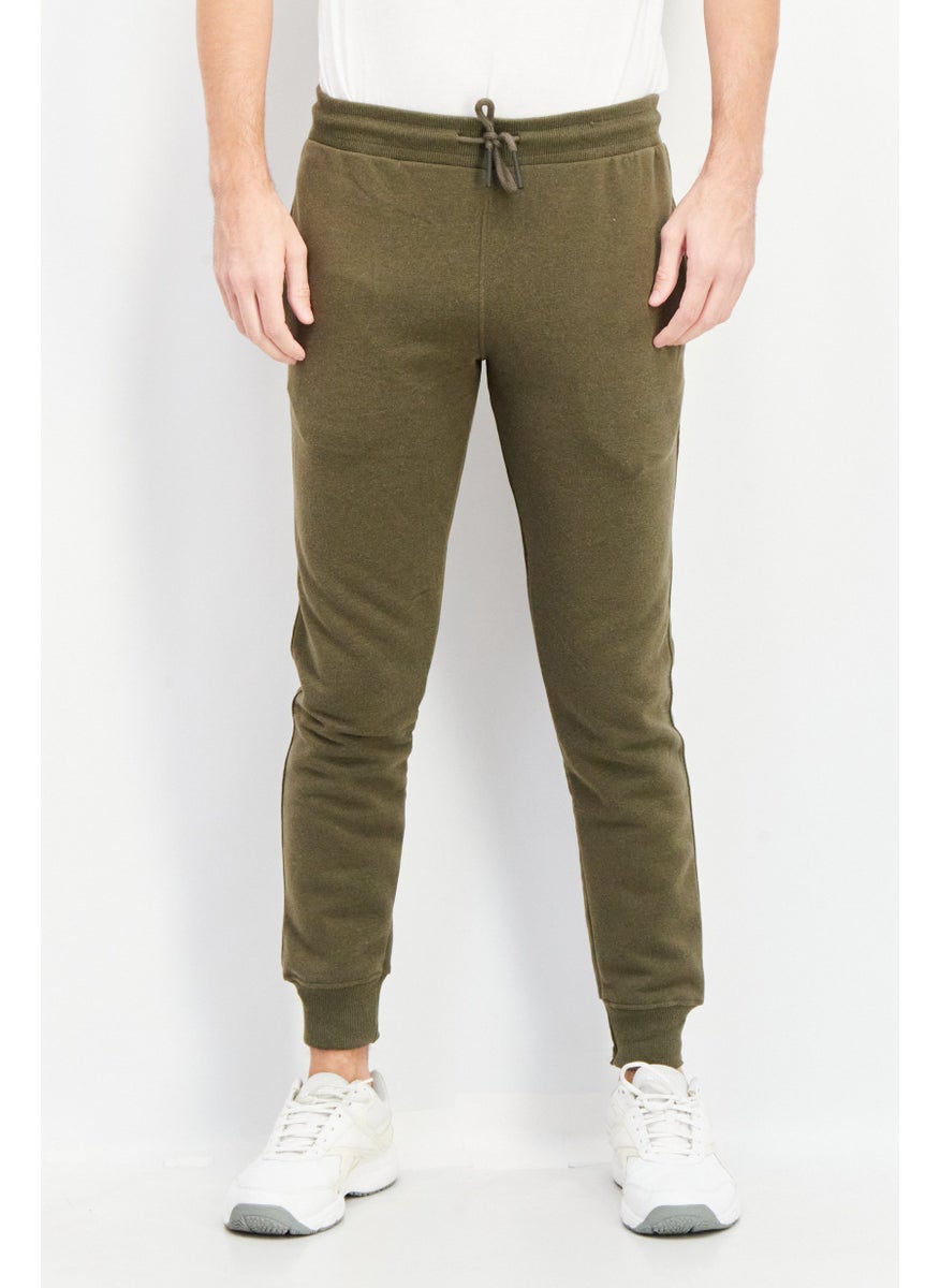 Men Regular Fit Textured Jogger Pants, Dark Olive