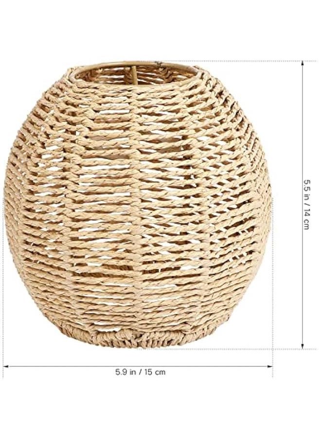 Rattan Pendant Lampshade Woven Light Cover Farmhouse Handmade Lamp Shades Chandelier Guard Lamp Cage Art Crafts or Living Room Bedroom Hotel Restaurant Decor