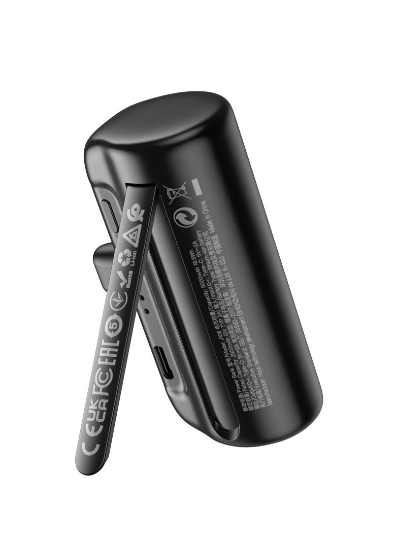 J106 Pocket Power Bank (Type-C, 5000mAh) – Compact and Portable Charger for iPhone 15/14/13/12 Series, Samsung Galaxy S23/S22/S21, AirPods, and More