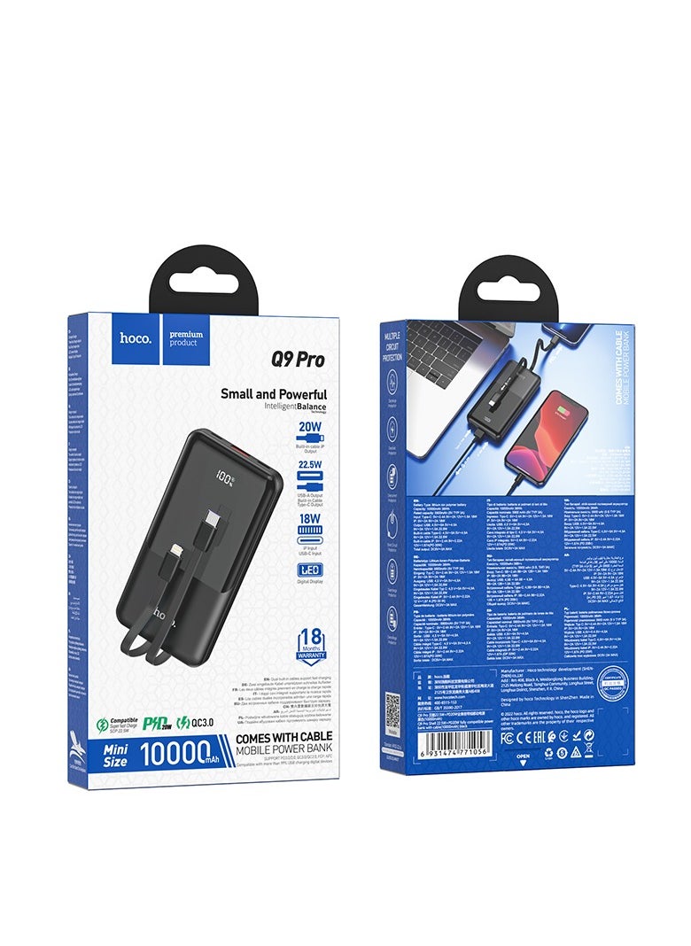 Q9 Pro 22.5W+PD20W Fully Compatible Wired Power Bank (10000mAh) – Built-in Cables, Fast Charging for iPhone 15/14/13/12, Samsung Galaxy S23/S22, and More