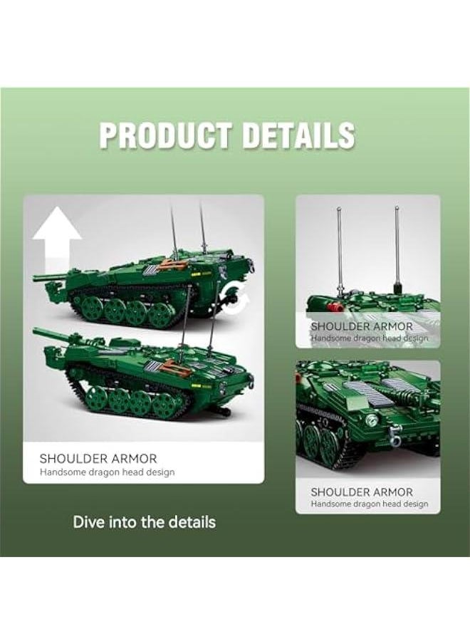 Stridsvagn 103 Tank Army Building Block(692 PCS), Military Historical Collection Model with 2 Soldier Figures,Toys Gifts for Kid and Adult.