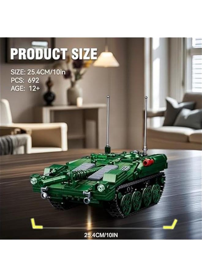 Stridsvagn 103 Tank Army Building Block(692 PCS), Military Historical Collection Model with 2 Soldier Figures,Toys Gifts for Kid and Adult.