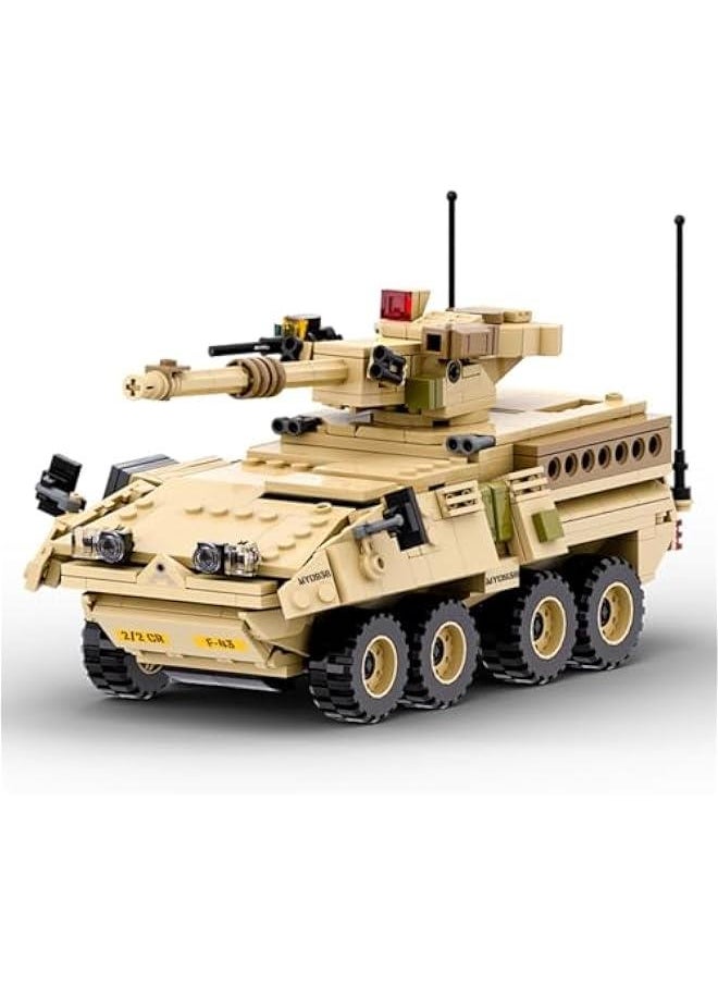 M1128 Mobile Gun System Military Series Building Bricks Set (458 Pcs) Tank Build Blocks Toy, Gift for Adult