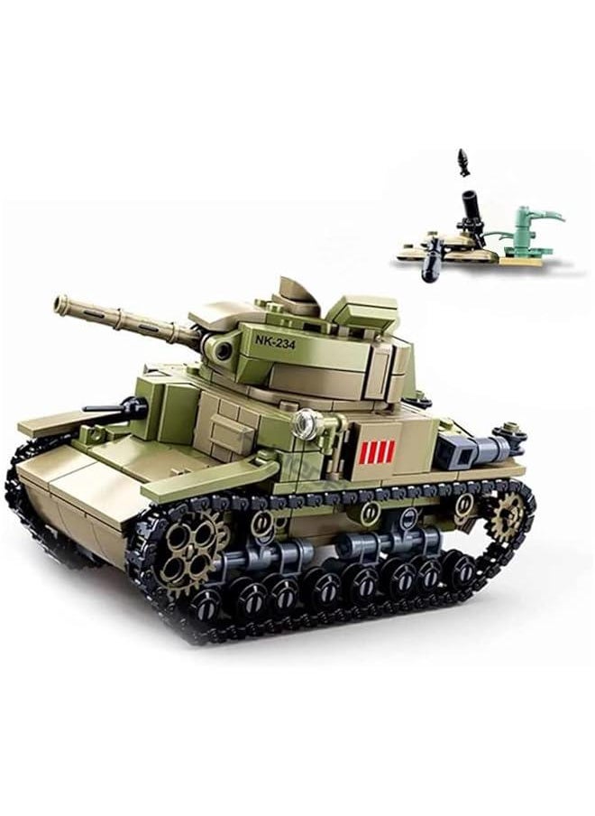 M13/40 Tank Army Building Block(463 PCS),WW2 Military Historical Collection Model with 2 Soldier Figures,Toys Gifts for Kid and Adult.