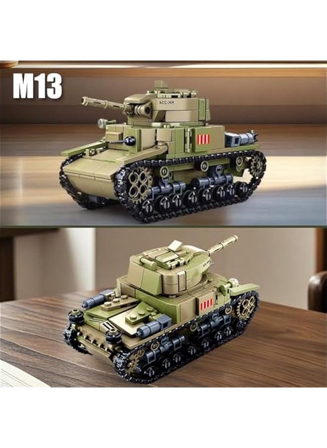 M13/40 Tank Army Building Block(463 PCS),WW2 Military Historical Collection Model with 2 Soldier Figures,Toys Gifts for Kid and Adult.