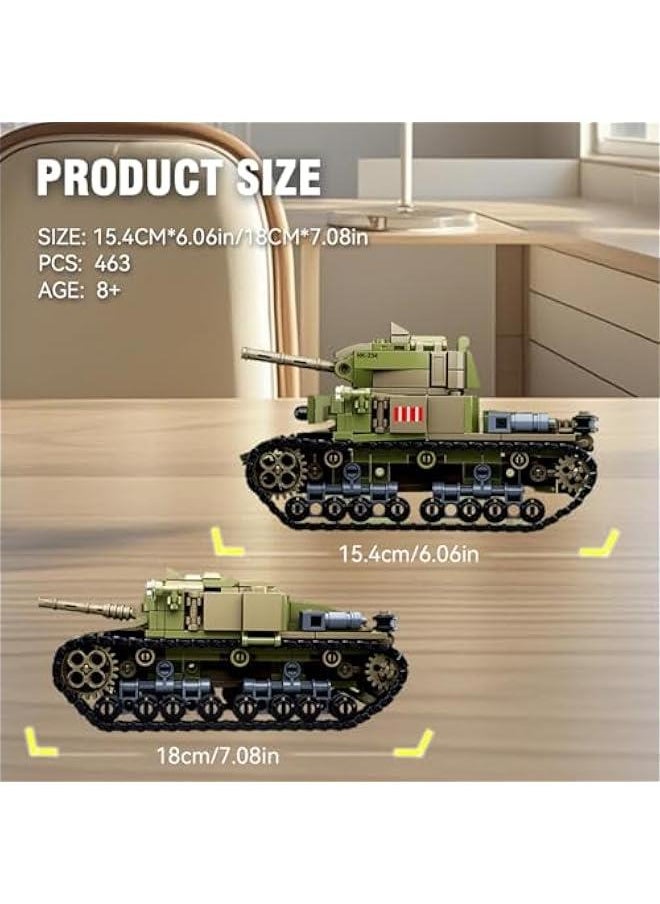 M13/40 Tank Army Building Block(463 PCS),WW2 Military Historical Collection Model with 2 Soldier Figures,Toys Gifts for Kid and Adult.