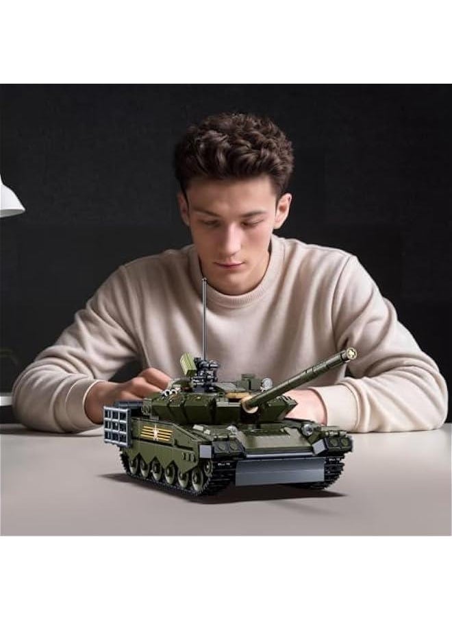 T80BVM Main Battle Tank Army Building Block(790 PCS),WW2 Military Historical Collection Model with 2 Soldier Figures,Toys Gifts for Kid and Adult