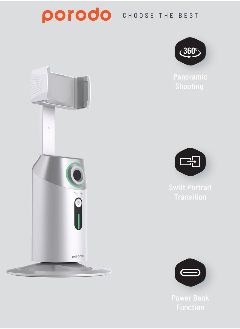 Gimbal with AI Face tracking Gesture Recognition and Remote Controller - White