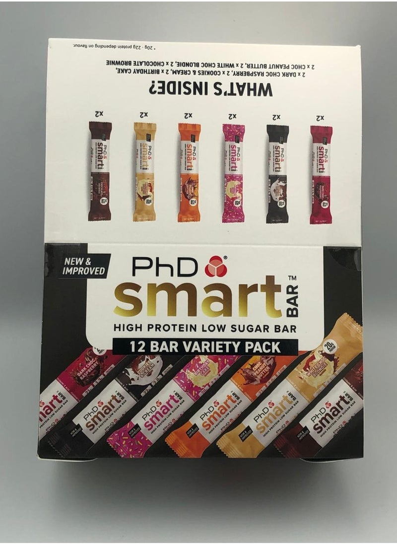 Smart Protein Bars, New & improved, Low Sugar Bar, 20g Protein (12 x 64g, Variety Pack)