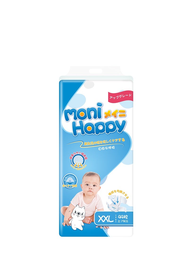 Super Baby Taped Diaper Super Absorption  Fluffy non-woven fabric,Size 5  Smart wetness detector, Double-leak guard-XXL（15-20kg ） 44 pcs