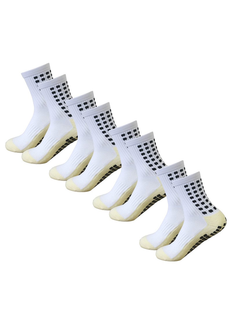 Men's Soccer Socks Anti Slip Non Slip Grip Pads for Football Basketball Sports Grip Socks, 4 Pair