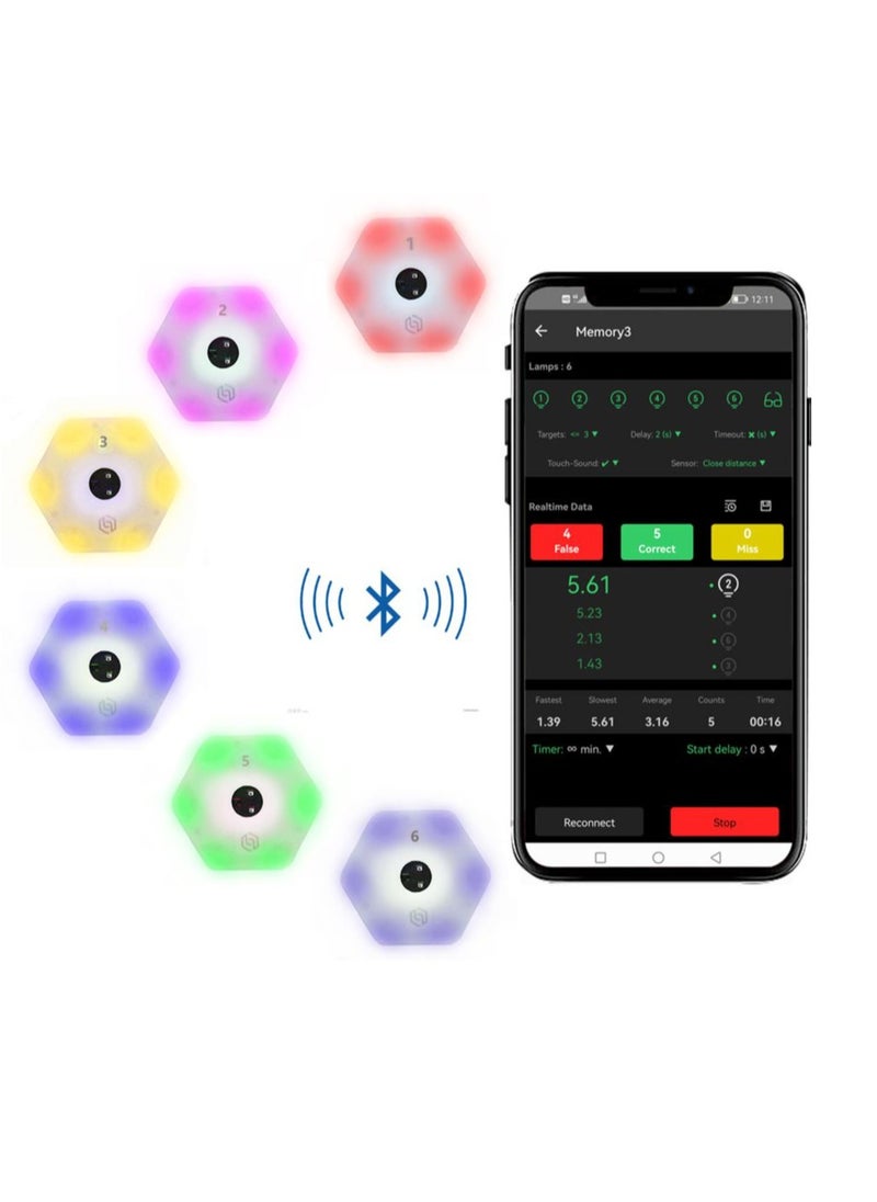 Lubeby Smart Reaction Training Light Speed Agility Improvement Reaction Lights Training Pods for Soccer Basketball Boxing Training (6 Lights/Set)