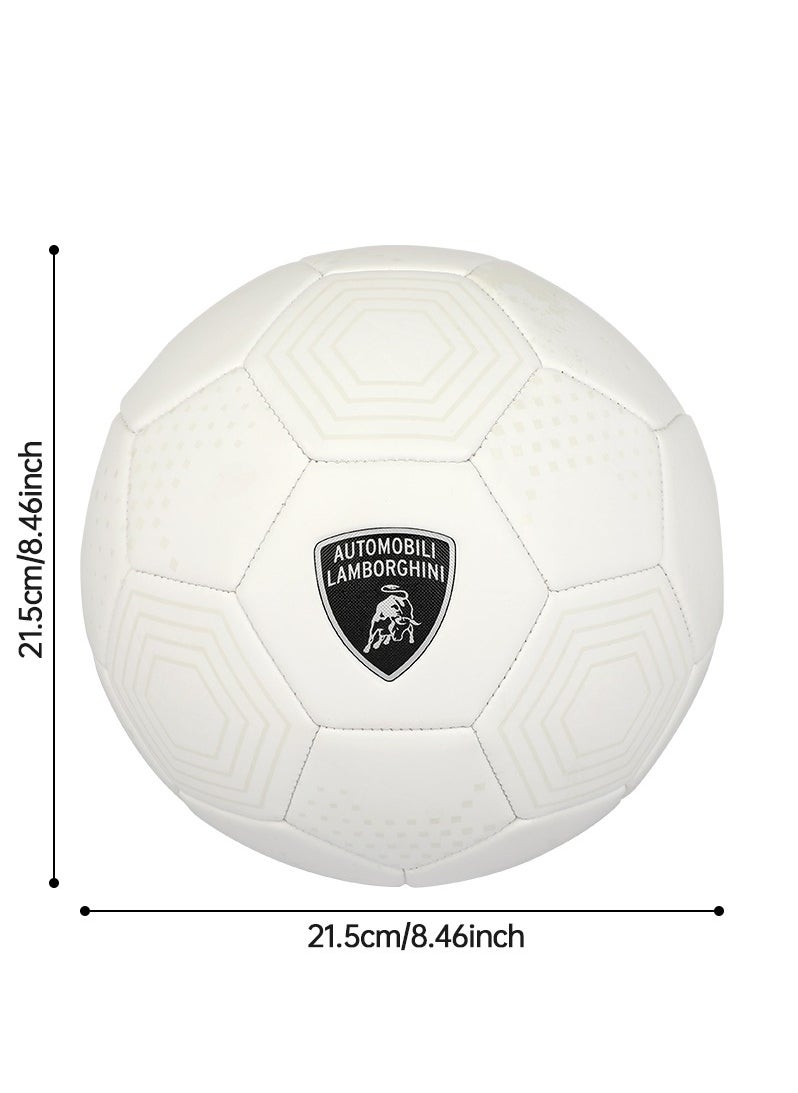 LAMBORGHINI #5 MACHINE SEWING PVC SOCCER BALL - WHITE (Size 5)