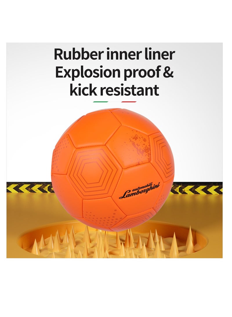 LAMBORGHINI #5 MACHINE SEWING PVC SOCCER BALL - ORANGE (Size 5)