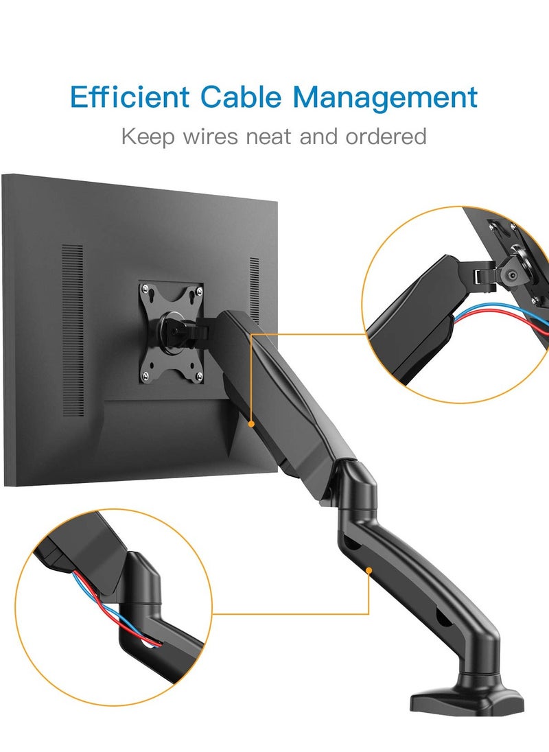 Adjustable Articulating Gas Spring Monitor Arm with Clamp and Grommet Base for 13 to 27in LCD Monitors upto 14.3lbs