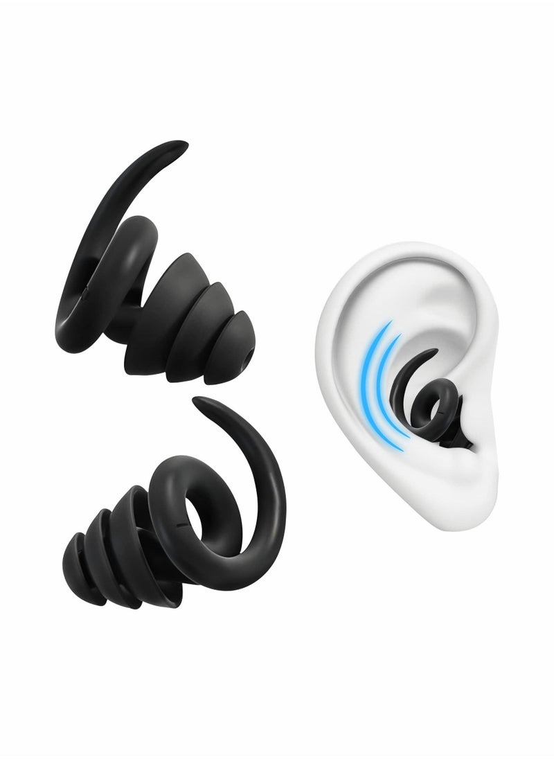 Ear Plugs for Sleeping Noise Cancelling, Reusable and Washable Silicone Earplugs for Noise Reduction, Sound Blocking Ear Plugs for Sleep, Concert, Snoring, Work, Swimming, Shooting Range (Black)