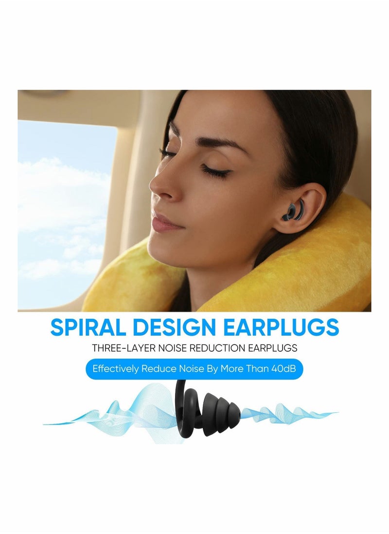 Ear Plugs for Sleeping Noise Cancelling, Reusable and Washable Silicone Earplugs for Noise Reduction, Sound Blocking Ear Plugs for Sleep, Concert, Snoring, Work, Swimming, Shooting Range (Black)