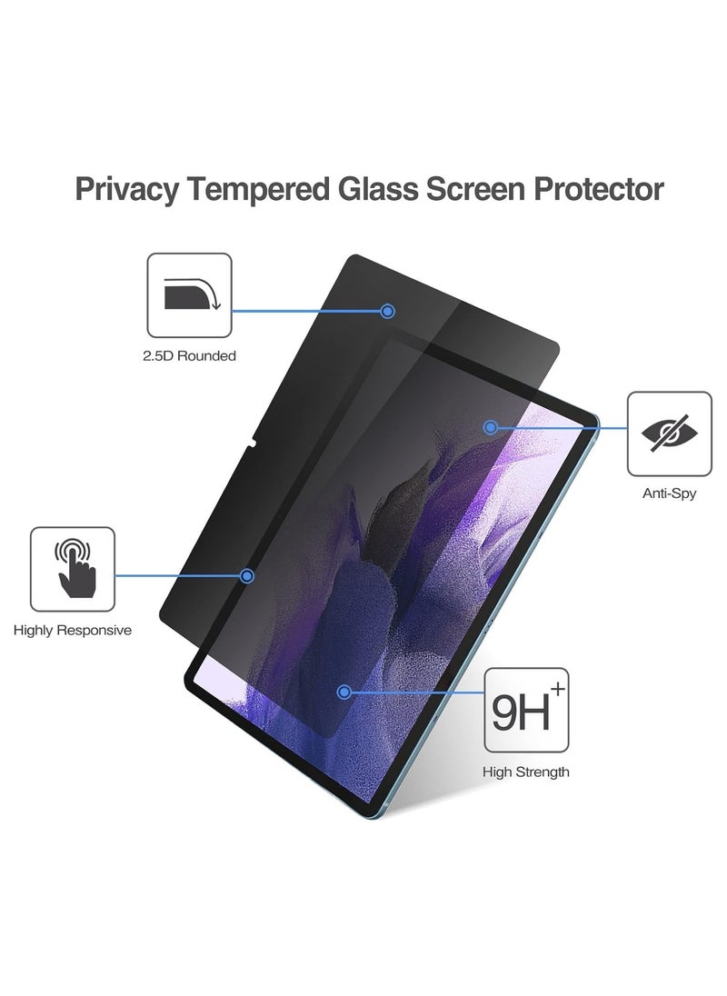 Privacy Screen Protector Compatible with Samsung Galaxy Tab S9 FE Plus 2023 12.4 inch (SM-X610/X616), Anti-Spy Tempered Glass Tinted Screen Film Guard