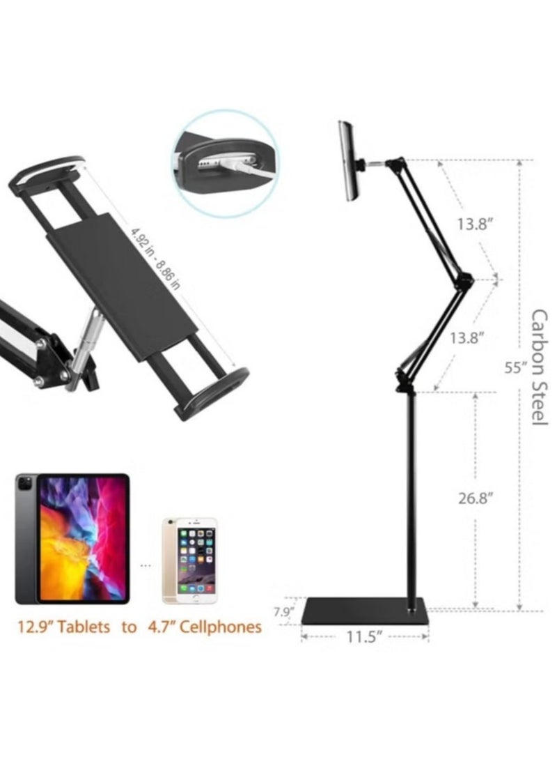 Universal Floor Adjustable Tablet Stand Holder: 360-Degree Rotation for Phone u0026 Tablet