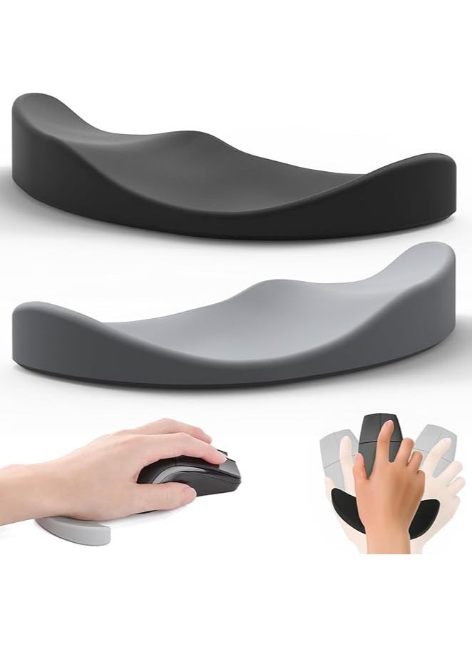 2 Pack Ergonomic Mouse Pad，Ergonomic Mouse Wrist Rest with Adaptive Moving Pad Wrist Rest for Pain Relief Provides Ultimate Comfort Ensures Hand&Wrist Pressure Relief（Black+Grey)