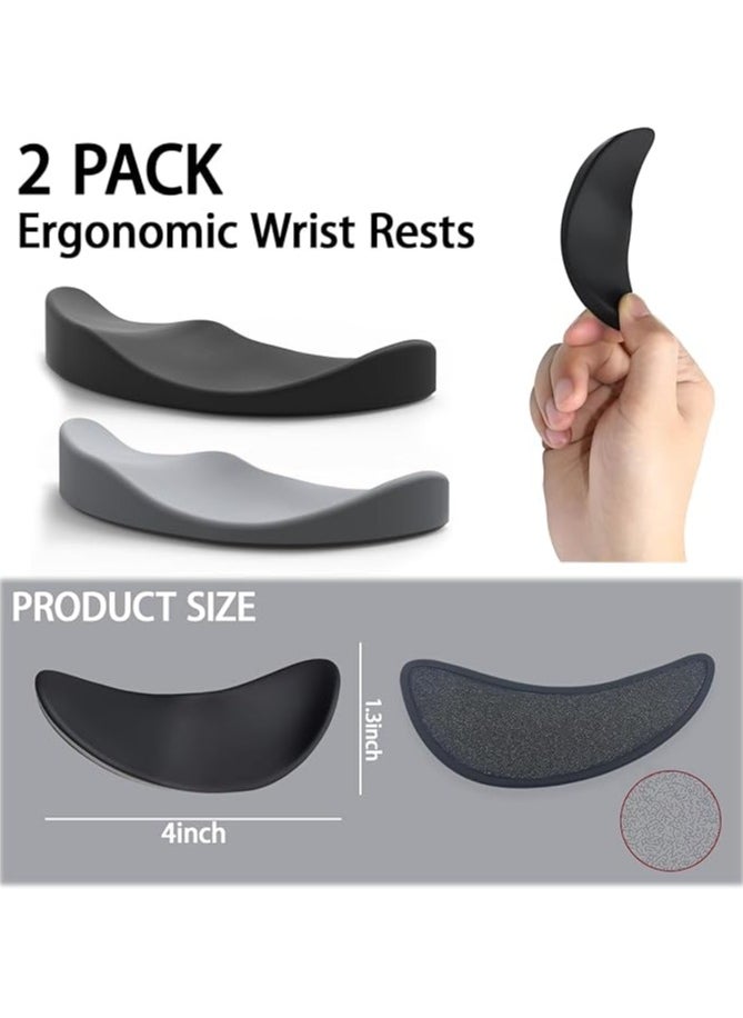 2 Pack Ergonomic Mouse Pad，Ergonomic Mouse Wrist Rest with Adaptive Moving Pad Wrist Rest for Pain Relief Provides Ultimate Comfort Ensures Hand&Wrist Pressure Relief（Black+Grey)