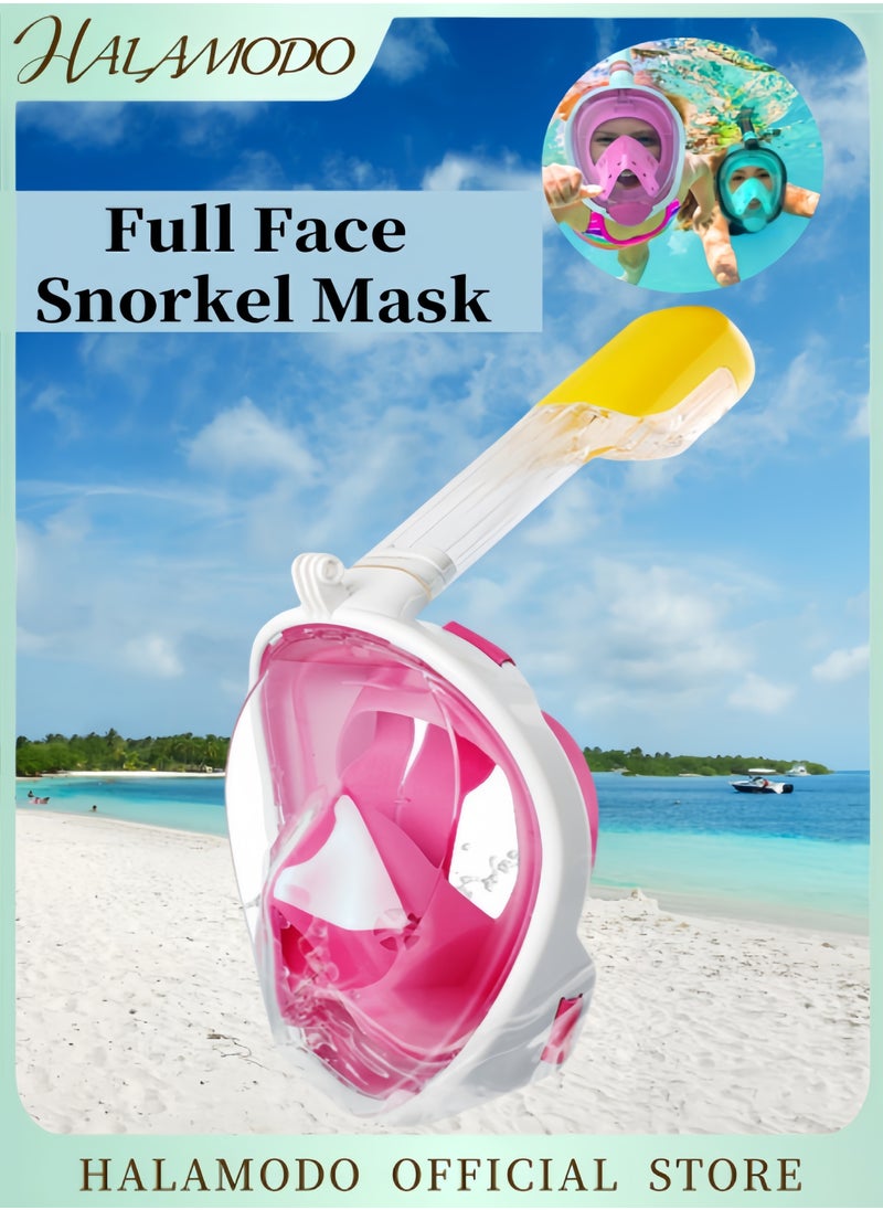 Full Face Snorkel Mask with Latest Dry Top Safe Breathing System Foldable 180 Degree Panoramic View Snorkeling Gear with Professional Anti-fog & Anti-leak Design for Adults