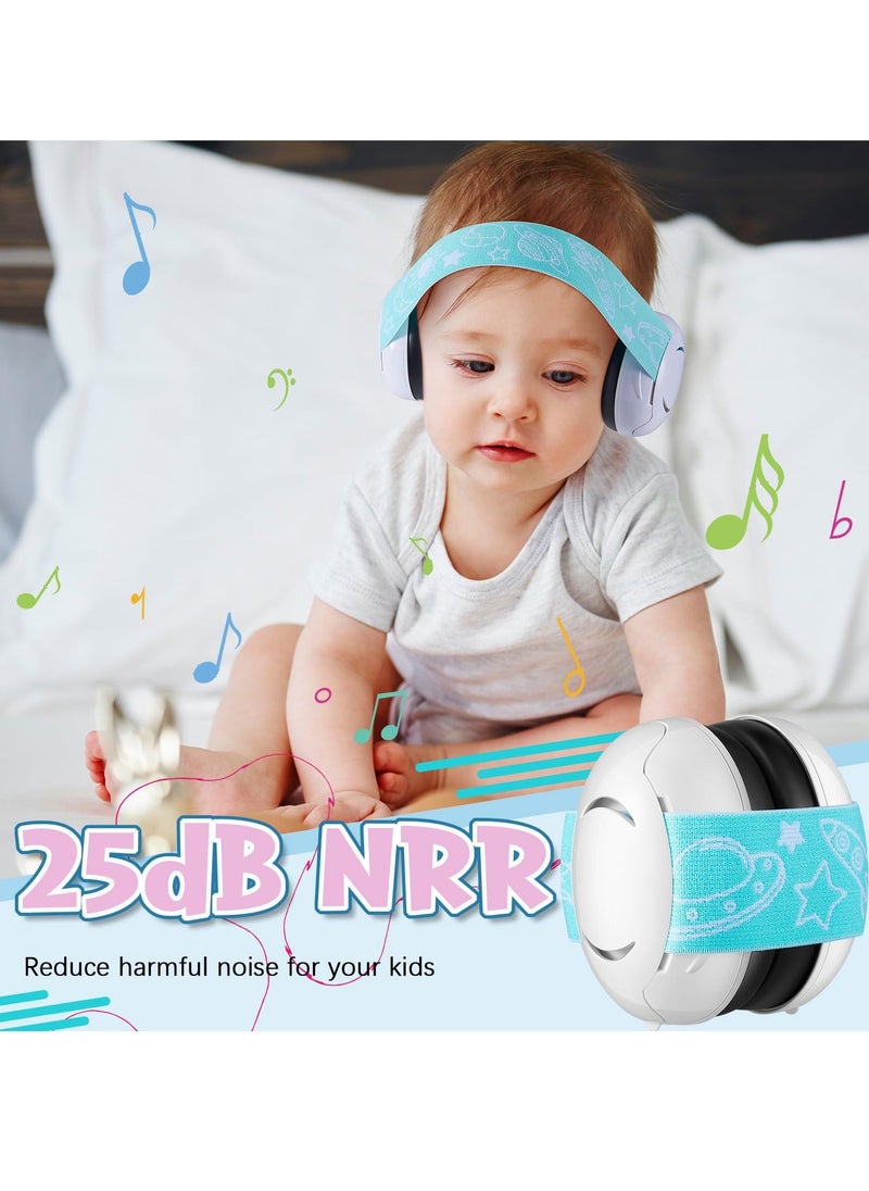 3Pcs Kids Ear Protection for Noise Reduction Cancelling Ear with Adjustable Headband Noise Hearing Protection Ear (Blue, White, Pink)