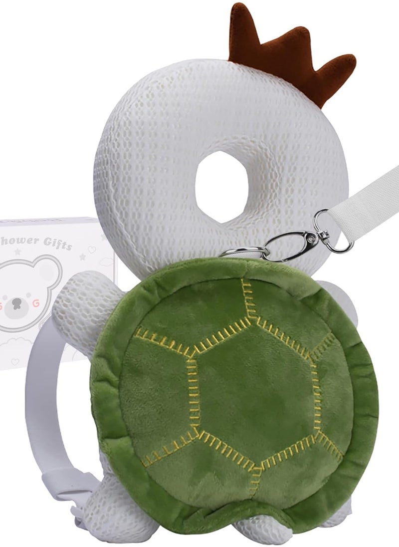 Baby Head Protection Pillow - Soft & Breathable Anti-Fall Support for Babies (Green Turtle