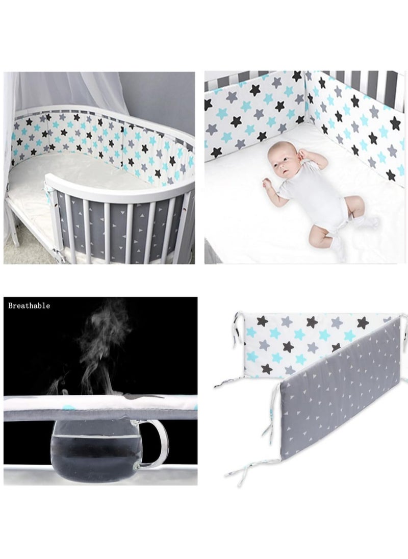 Crib Bumper Breathable Cot Bumper Breathable Mesh Cot Liner Crib Rail Cover Baby Crib Bumper Baby Boys Girls Nursery Breathable Crib Bedding Baby Bed Bumper 130x30cm