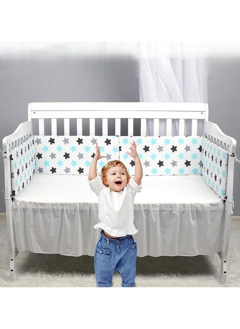 Crib Bumper Breathable Cot Bumper Breathable Mesh Cot Liner Crib Rail Cover Baby Crib Bumper Baby Boys Girls Nursery Breathable Crib Bedding Baby Bed Bumper 130x30cm