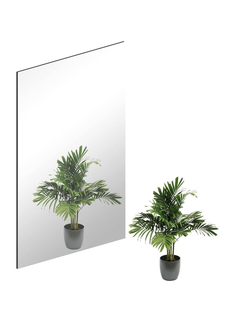 Wall Mirror Self Adhesive Glass Mirror (40 x 30 cm) – High Clear Stick-On Frameless Mirror Tile for Home Decoration