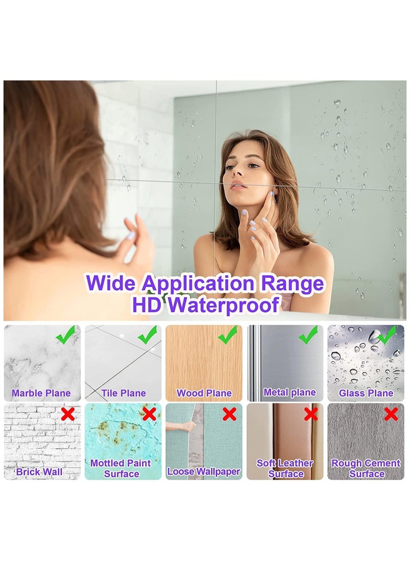 4 Pack Self-Adhesive Acrylic Mirror Tiles – 30x30cm Flexible Stick-On Wall Mirrors for Home Décor