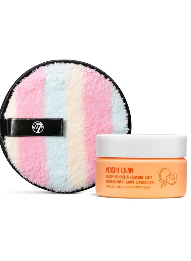 W7 Peachy Clean Makeup Cleansing Balm & Makeup Remover Cookie Disc Duo - Gently Removes Makeup