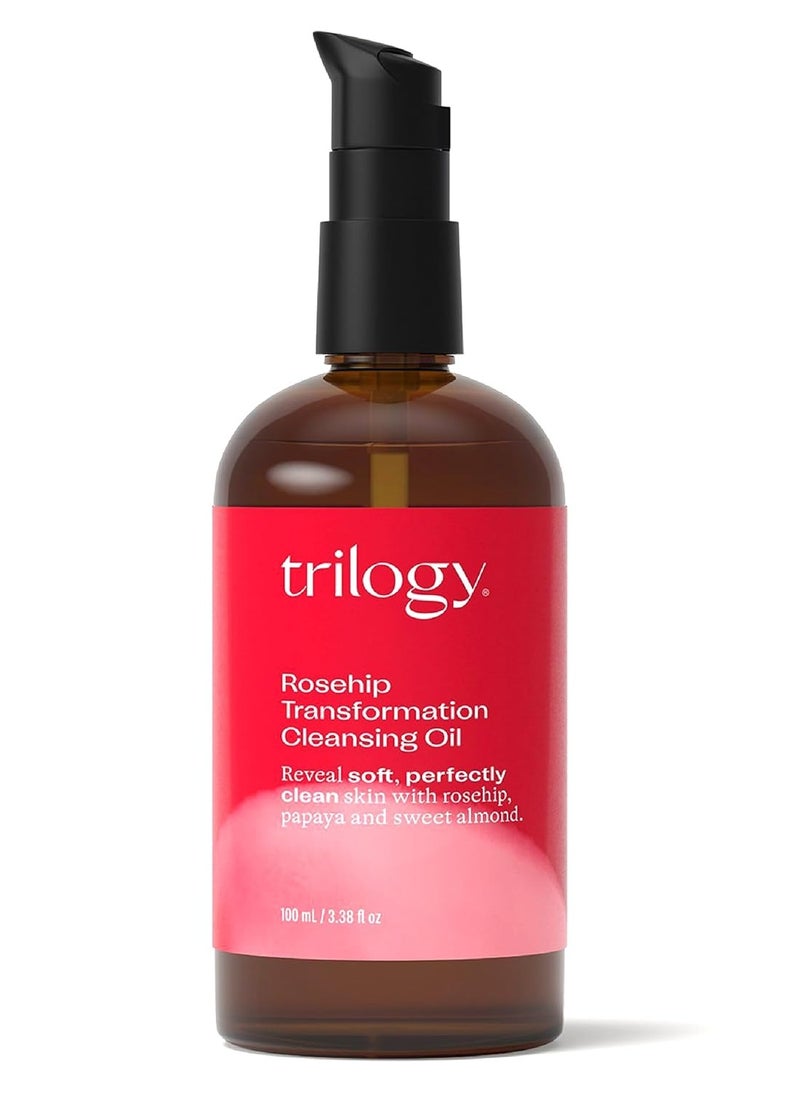 Trilogy Rosehip Transformation Cleansing Oil, Makeup Remover & Cleanser With Papaya & Sweet Almond, 3.38 fl oz