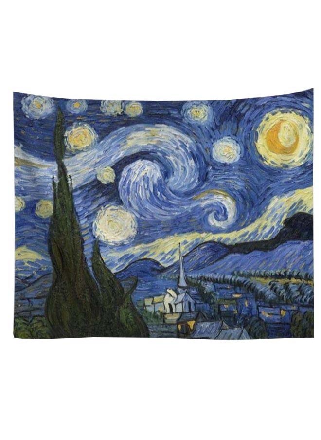 Starry Night Printed Tapestry Blue/Yellow/Green 150 x 200centimeter