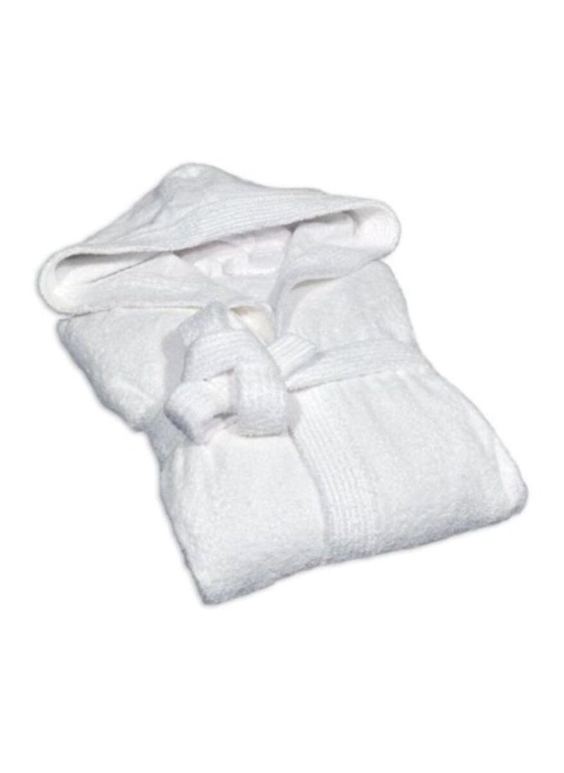 Hooded Terry Cotton Bathrobe White